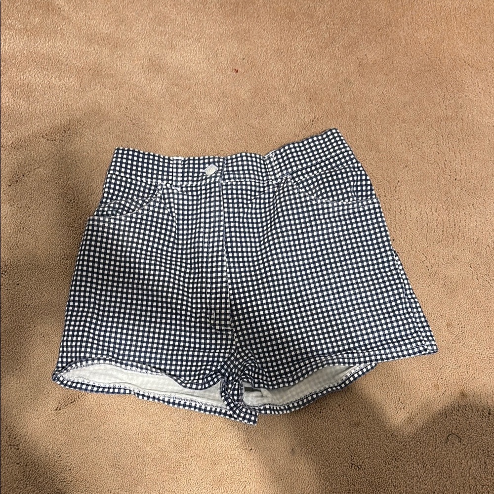 Women's Blue and White High Waisted Shorts